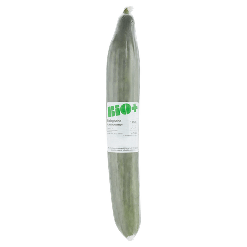 Foto van Bio+ Biologische komkommer op witte achtergrond