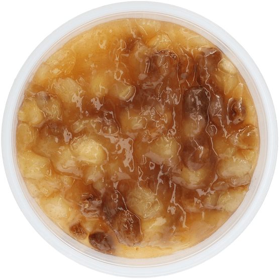 Foto van Fruitspread appel rozijn op witte achtergrond