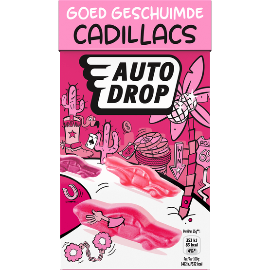 Foto van Autodrop Goed Geschuimde Cadillacs op witte achtergrond