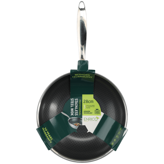 Foto van Enrico Wok 28cm zwart op witte achtergrond