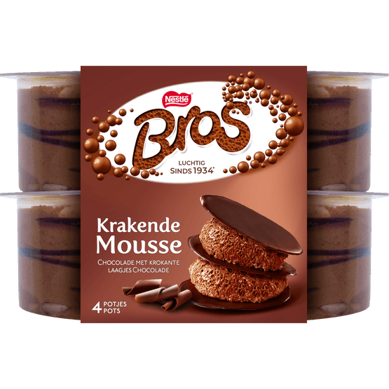 Foto van Nestlé Bros melkchocolade mousse op witte achtergrond