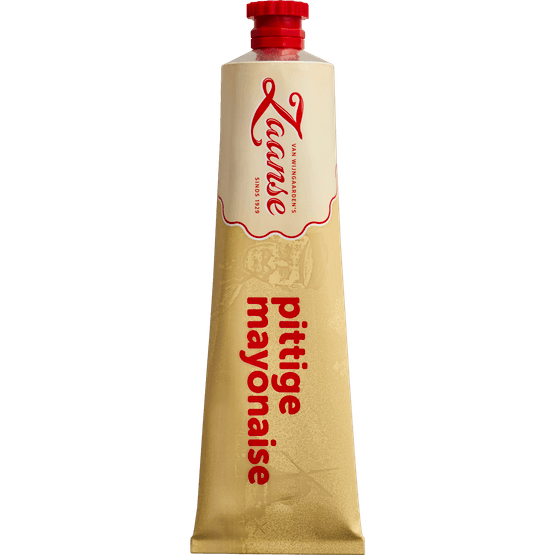Foto van Van Wijngaarden's Zaanse pittige mayonaise tube op witte achtergrond