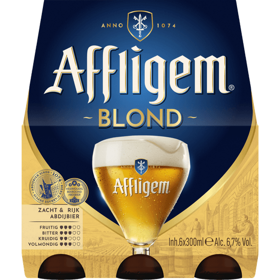 Foto van Affligem Blond op witte achtergrond