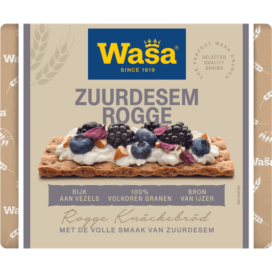 Foto van Wasa Knackebrod zuurdesem rogge op witte achtergrond
