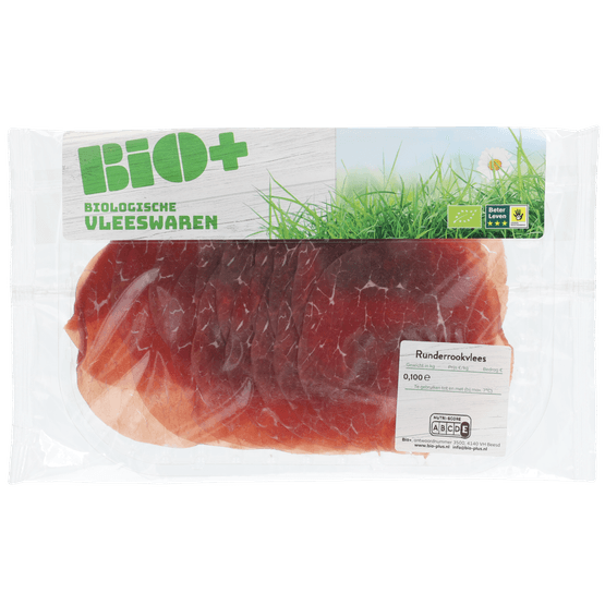 Foto van Bio+ Runderrookvlees op witte achtergrond