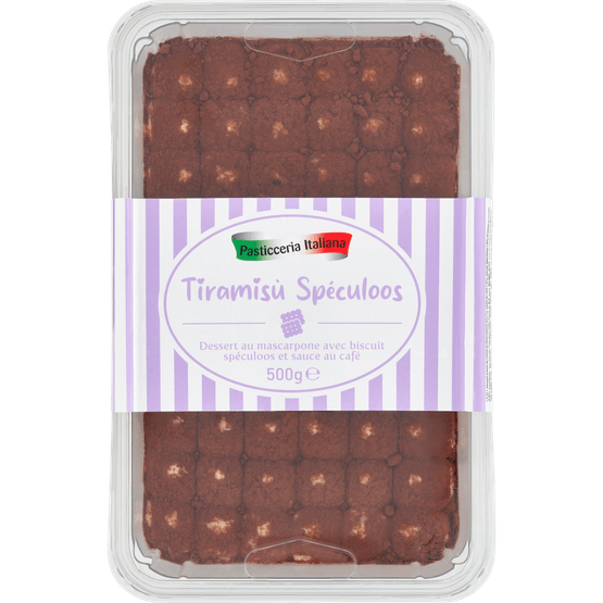 Foto van Pasticceria Tiramisu speculoos op witte achtergrond