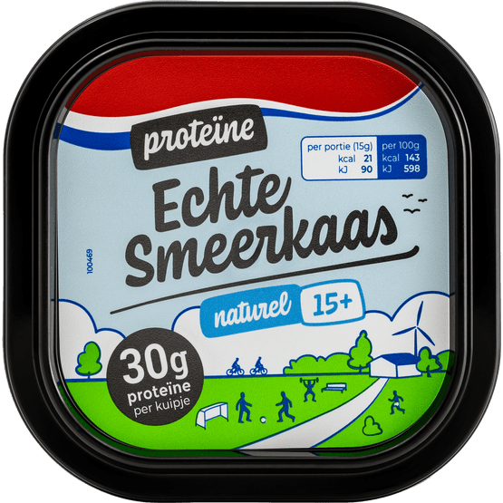 Foto van Echte Smeerkaas proteine naturel 15+ op witte achtergrond