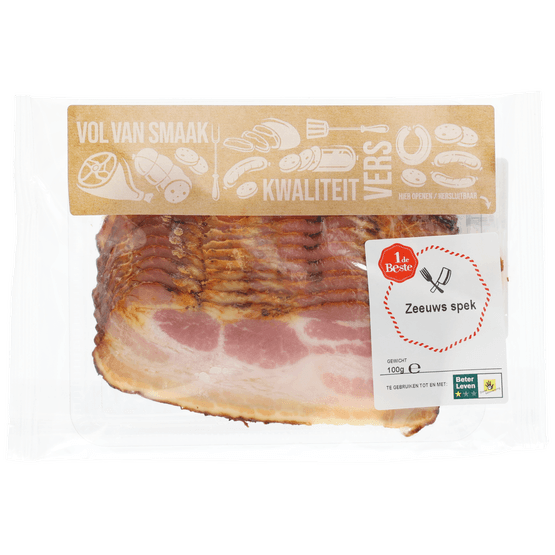 Foto van 1 de Beste Zeeuws spek op witte achtergrond