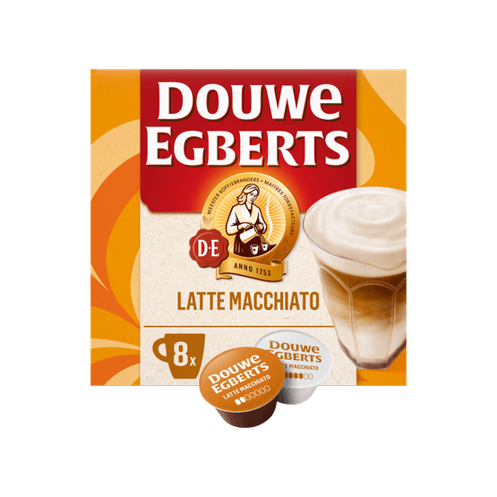 Foto van Douwe Egberts Dolce gusto latte macchiato 8 kopjes op witte achtergrond