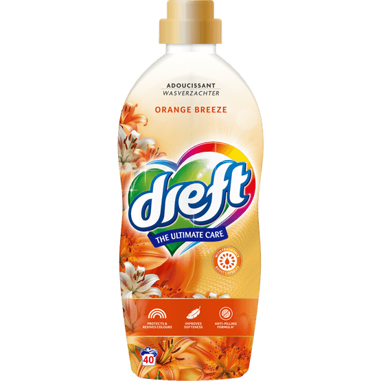 Foto van Dreft Wasverzachter orange breeze 40 wasbeurten op witte achtergrond