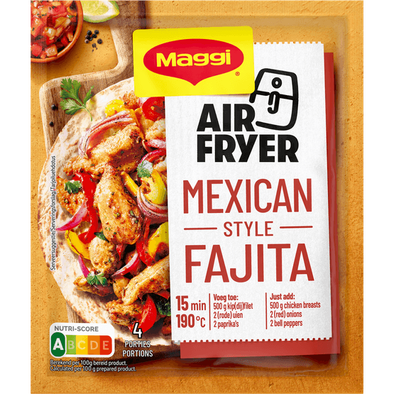 Foto van Maggi Kruidenmix airfryer wrap it fajita op witte achtergrond