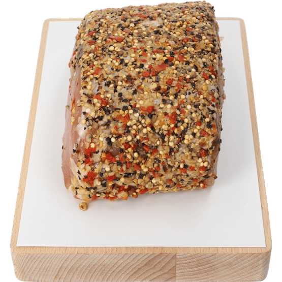 Foto van Varkensfilet braadstuk op witte achtergrond