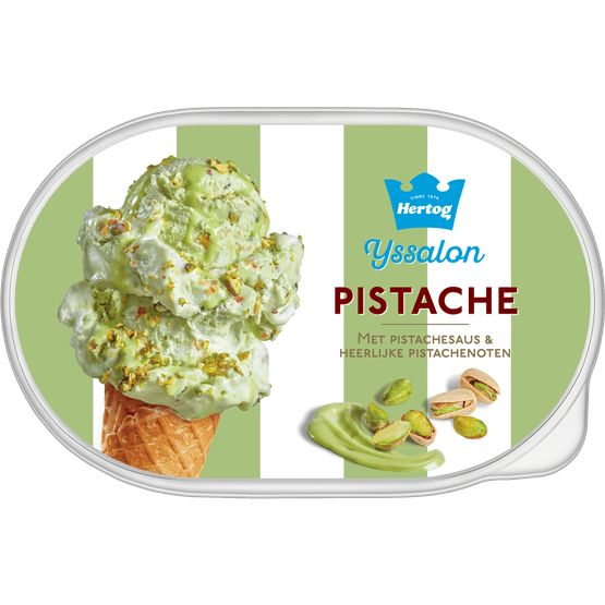 Foto van Hertog Ijs pistache op witte achtergrond