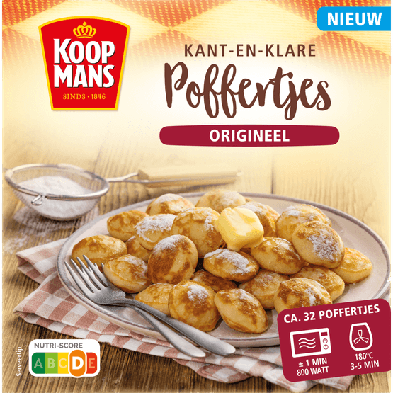 Foto van Koopmans Poffertjes op witte achtergrond