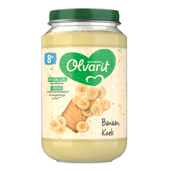 Foto van Olvarit 8+ Maanden Banaan Koek op witte achtergrond