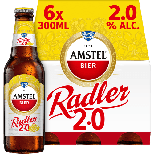 Foto van Amstel Radler citroen op witte achtergrond