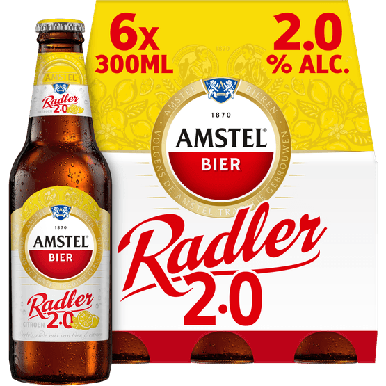 Foto van Amstel Radler citroen op witte achtergrond