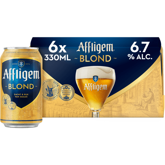 Foto van Affligem Blond 6x33 cl op witte achtergrond