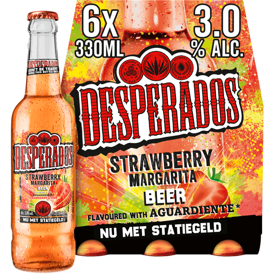 Foto van Desperados Strawberry margarita 6x33cl op witte achtergrond