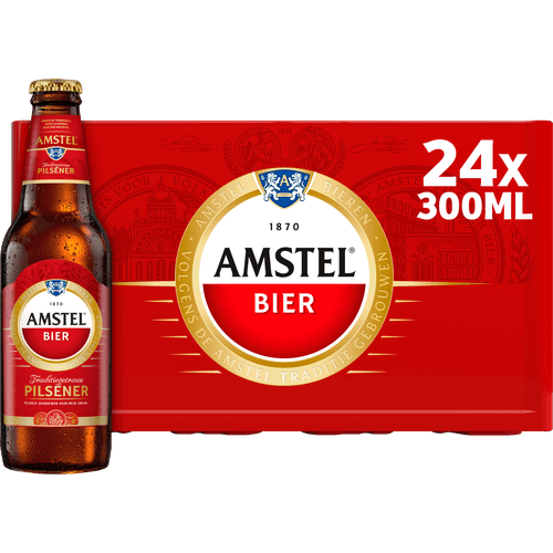 Foto van Amstel Pilsener krat op witte achtergrond
