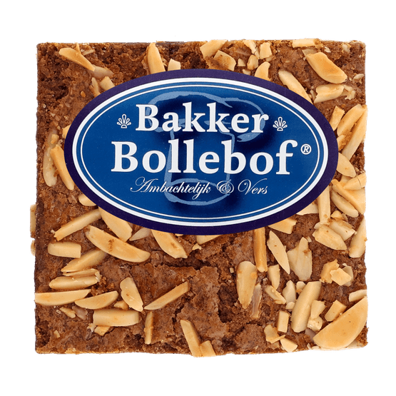 Foto van Bakker Bollebof gevuld speculaas op witte achtergrond