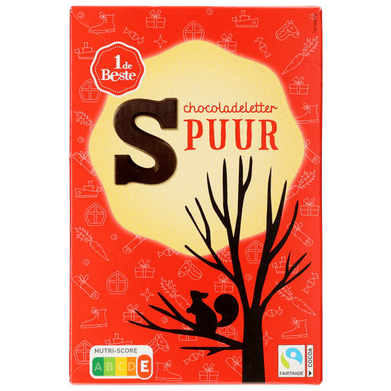 Foto van 1 de Beste Chocoladeletter puur s op witte achtergrond