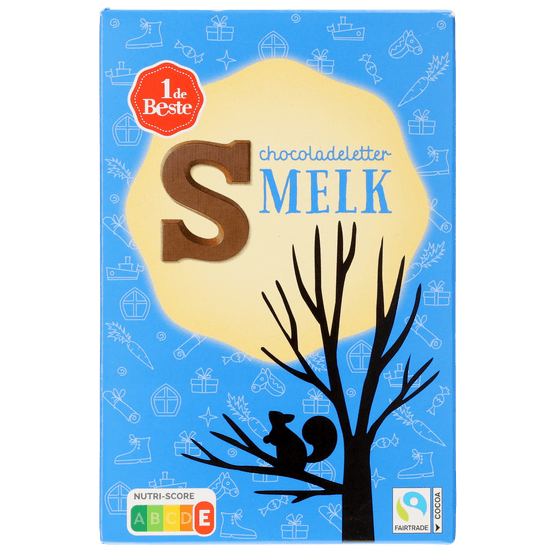 Foto van 1 de Beste Chocoladeletter melk s op witte achtergrond