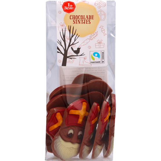 Foto van 1 de Beste Chocolade sintjes op witte achtergrond