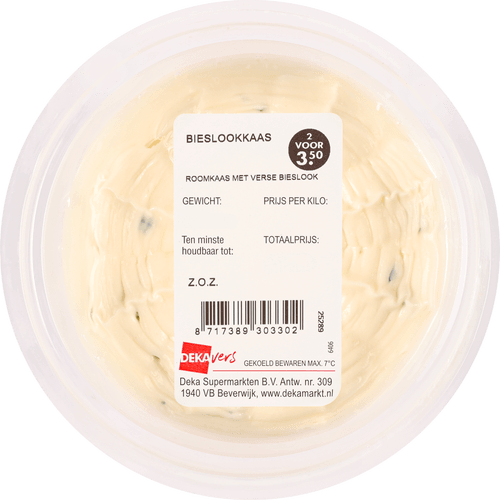 Foto van DekaVers Roomkaas bieslook op witte achtergrond