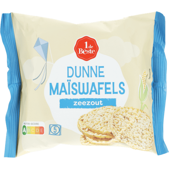 Foto van 1 de Beste Dunne maiswafels zeezout 4x25gr op witte achtergrond