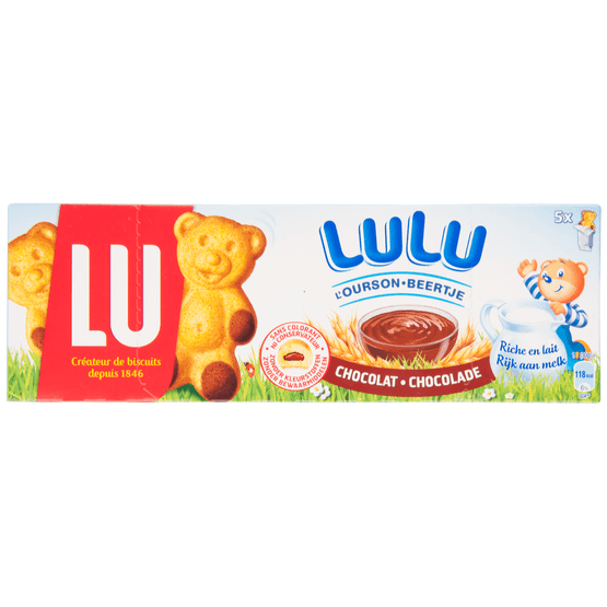 Foto van Lu Lulu beertje chocolade 5 stuks op witte achtergrond