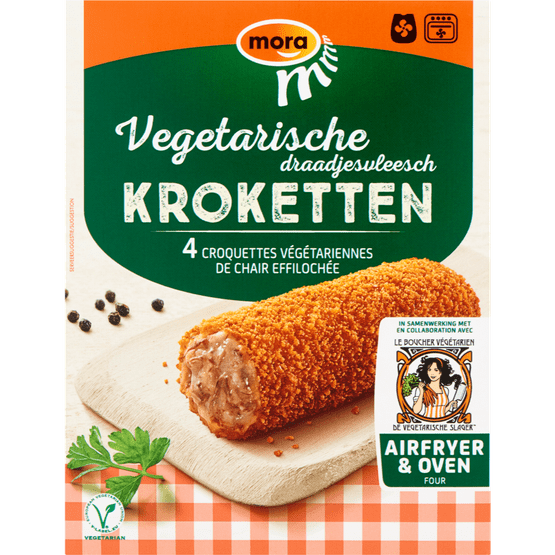 Foto van Mora Oven kroketten vegetarisch op witte achtergrond