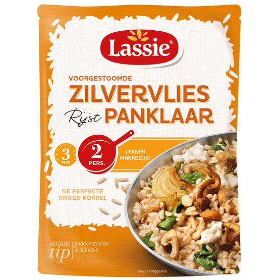 Foto van Lassie Zilvervliesrijst panklaar op witte achtergrond