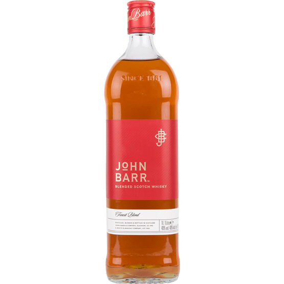 Foto van John Barr Whisky blended scotch red op witte achtergrond