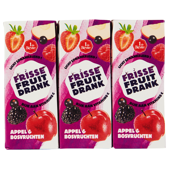 Foto van 1 de Beste Frisse fruitdrank appel/bosvruchten op witte achtergrond