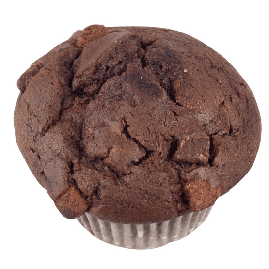 Foto van Chocolade muffin op witte achtergrond