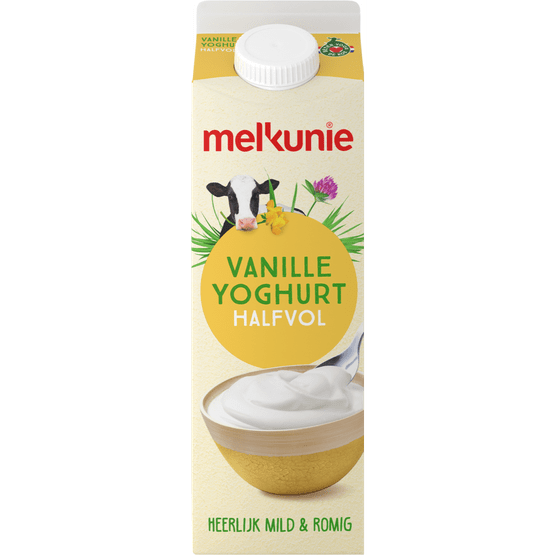 Foto van Melkunie Halfvolle vanille yoghurt op witte achtergrond