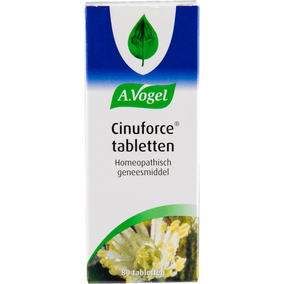 Foto van A. Vogel Cinuforce tabletten op witte achtergrond