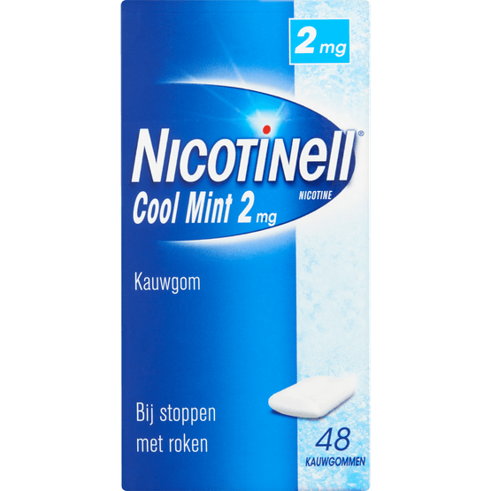 Foto van Nicotinell Kauwgom mint 2 mg op witte achtergrond