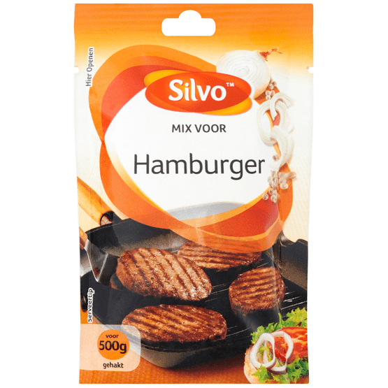 Foto van Silvo Mix voor hamburger op witte achtergrond