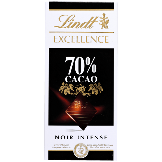 Foto van Lindt Excellence tablet 70% cacao op witte achtergrond