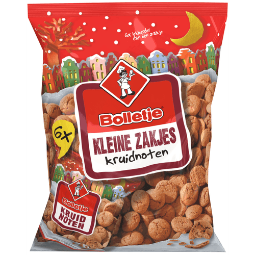 Foto van Bolletje Kruidnoten uitdeelzak op witte achtergrond