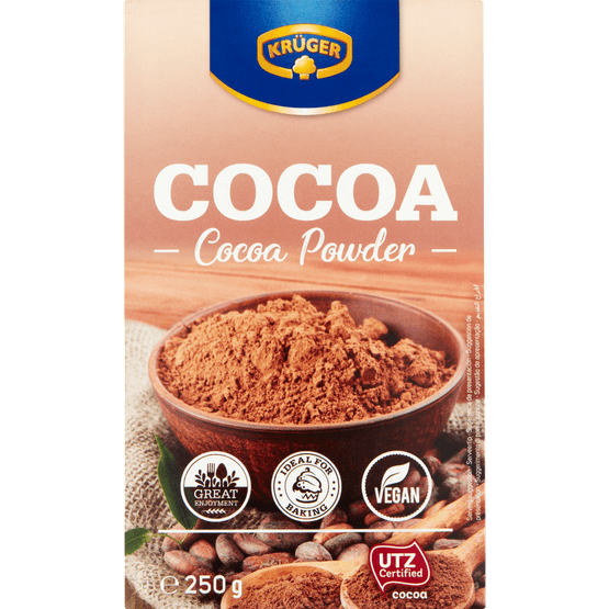 Foto van Krüger Cacaopoeder op witte achtergrond