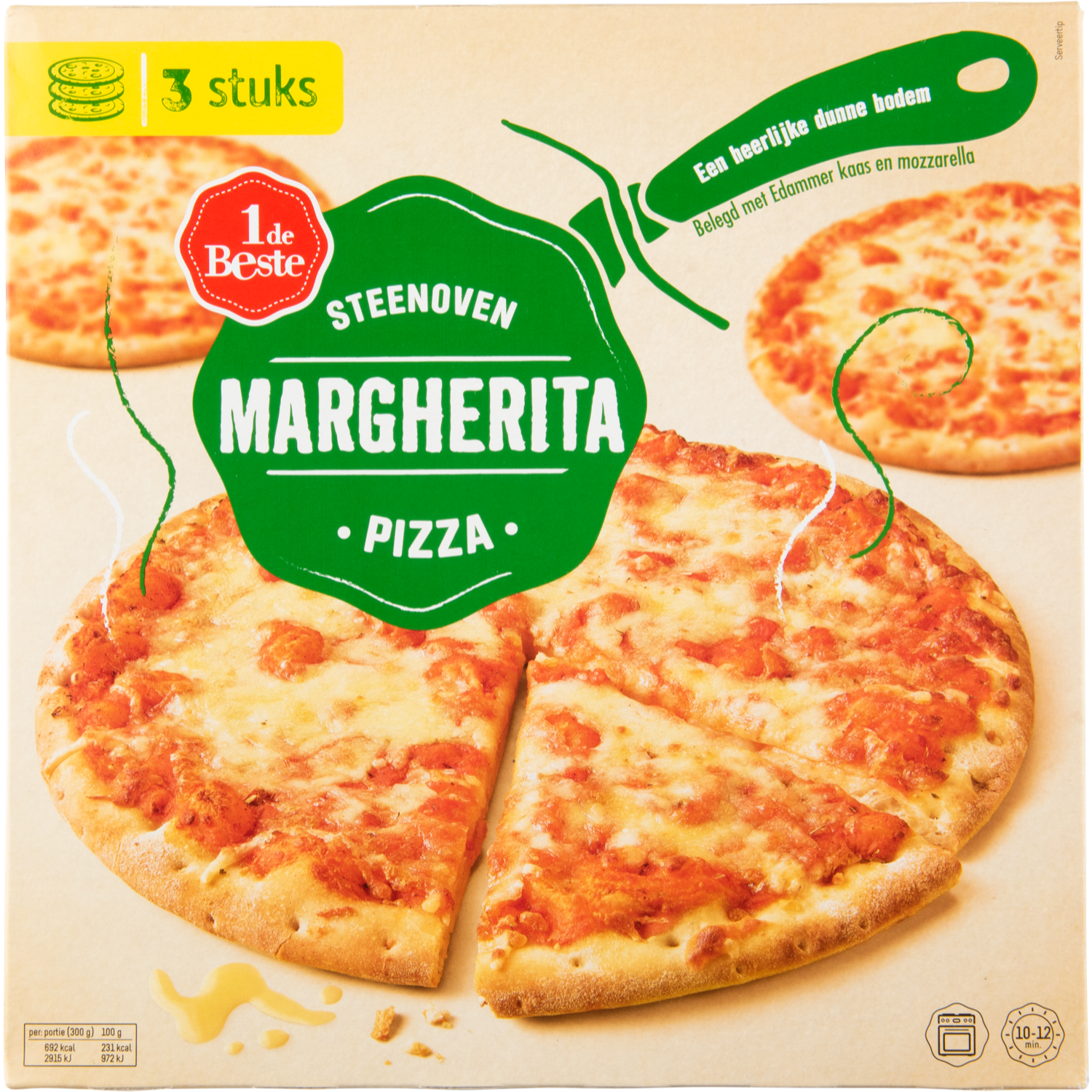 1 De Beste Steenoven Pizza Margherita 3 Stuks Bestellen