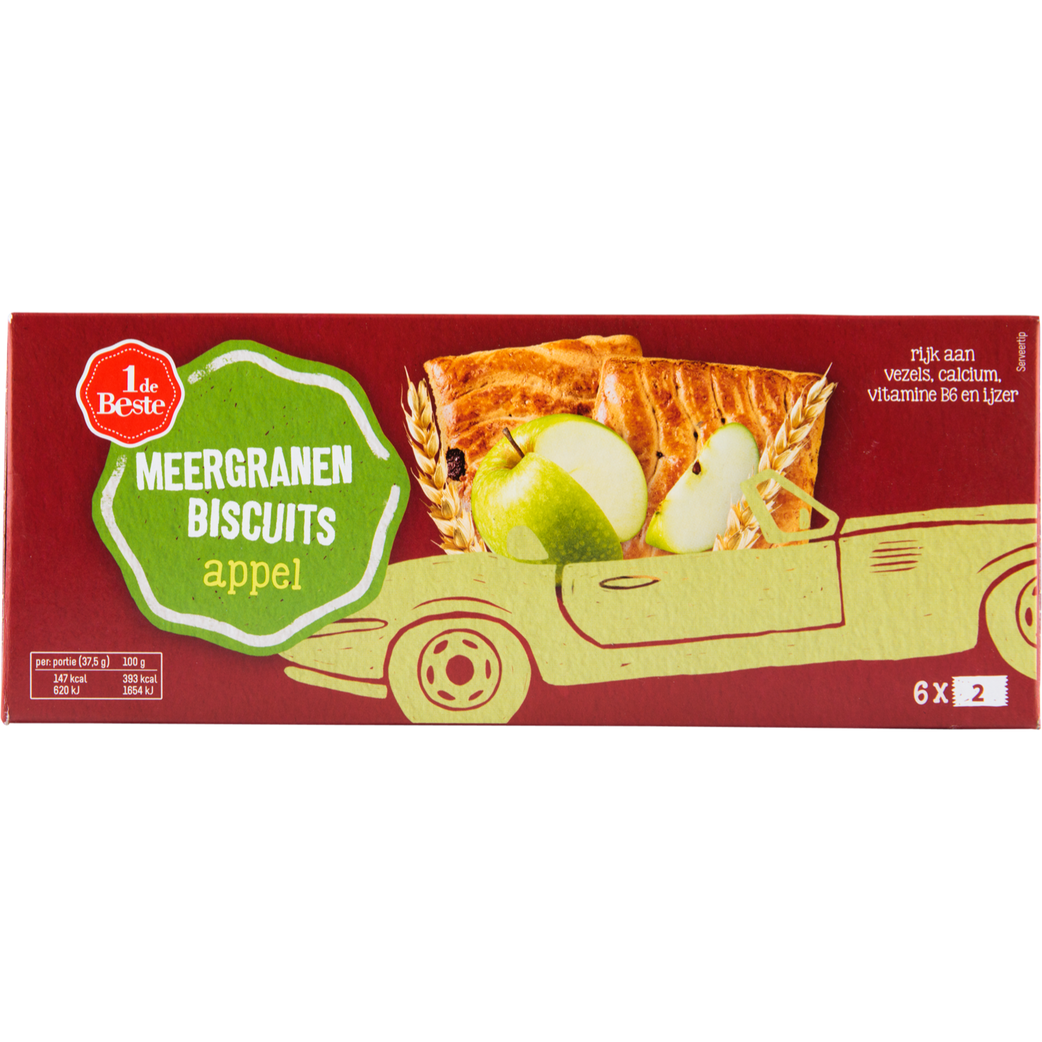 Afbeelding van Meergranenbiscuit appel 6 x 2 stuks