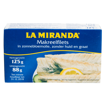 La Miranda Makreelfilet in zonnebloemolie