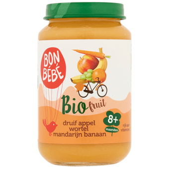 Bonbébé Fruithapje 8+ maanden druif-appel-wortel-mandarijn