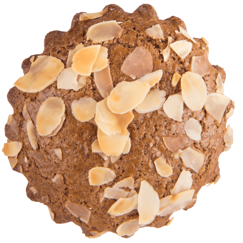 Foto van Mini speculaas gevulde koek met amandelspijs op witte achtergrond