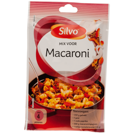 Foto van Silvo Mix voor macaroni op witte achtergrond