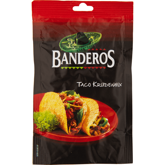 Foto van Banderos Taco kruidenmix op witte achtergrond